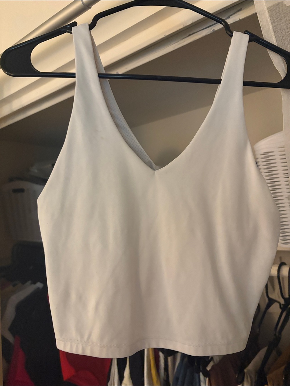 Women's V-Neck White Crop Tank Top